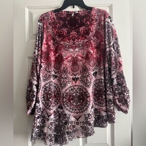Elegant Red and Black Paisley Blouse